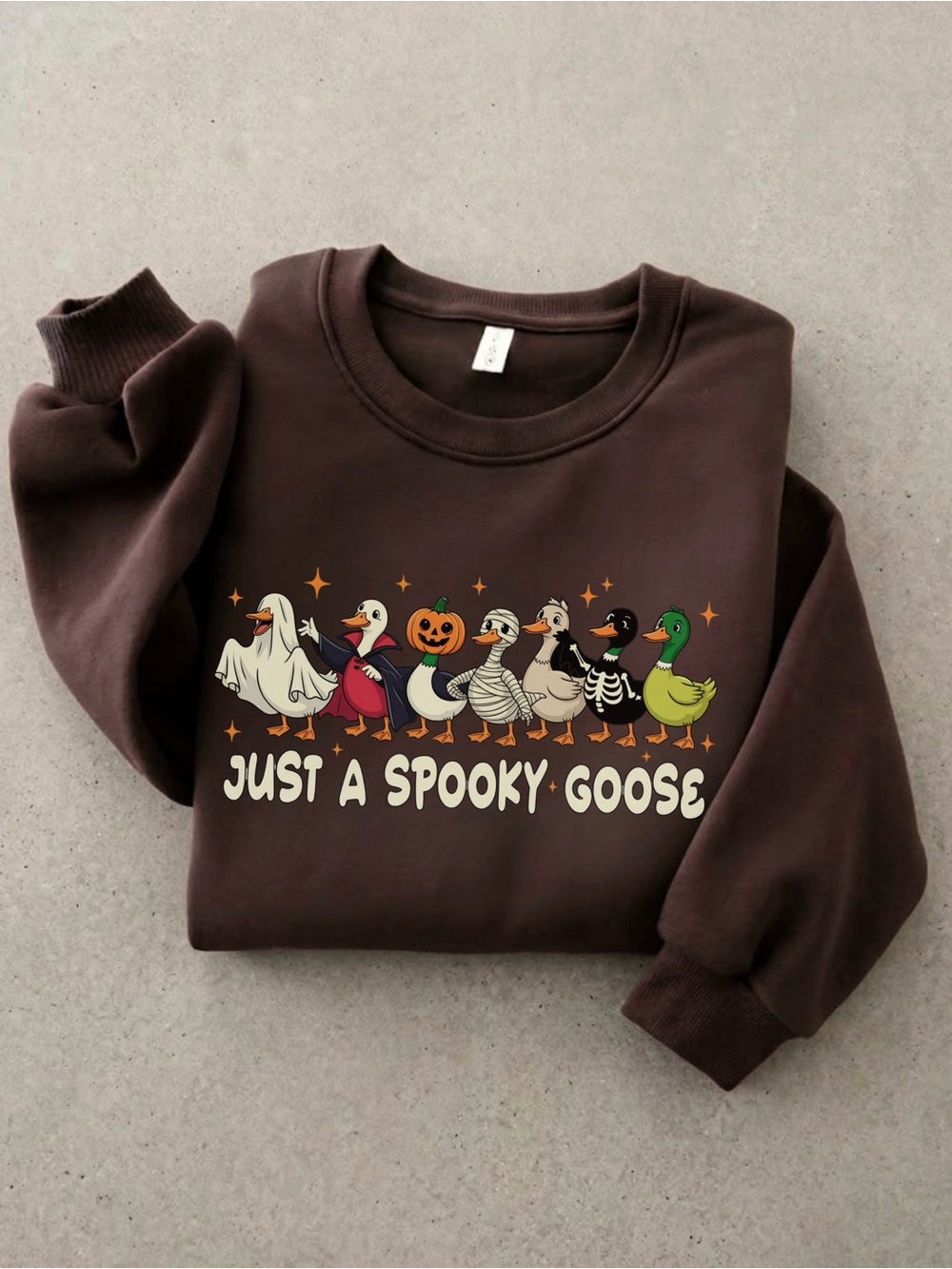 Just a Spooky Goose Halloween Sweatshirt - Dark Chocolate
